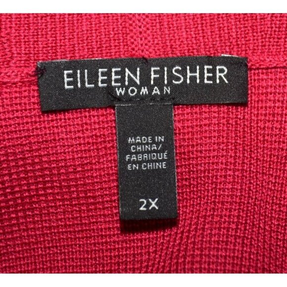 Eileen Fisher Textured Open Front Long Cardigan Sweater Size 2X Tencel Silk - Picture 7 of 9